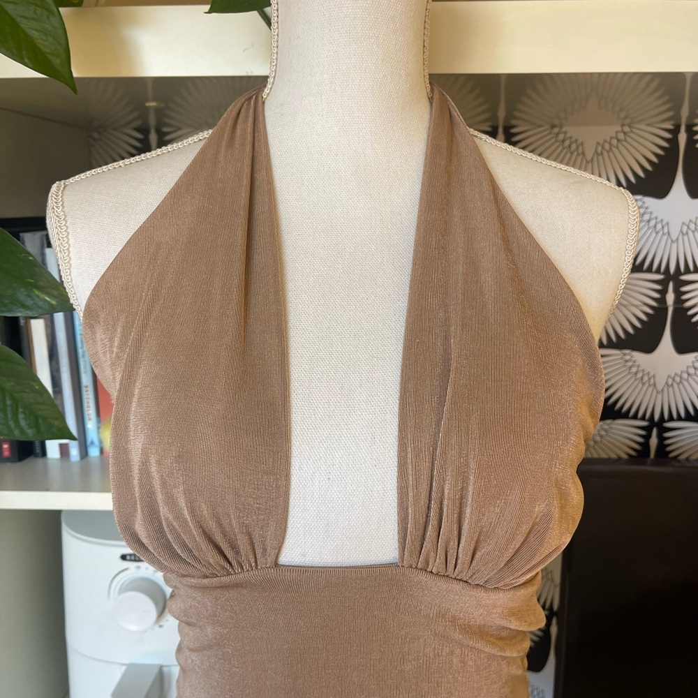 Attirance Tan Halter Dress